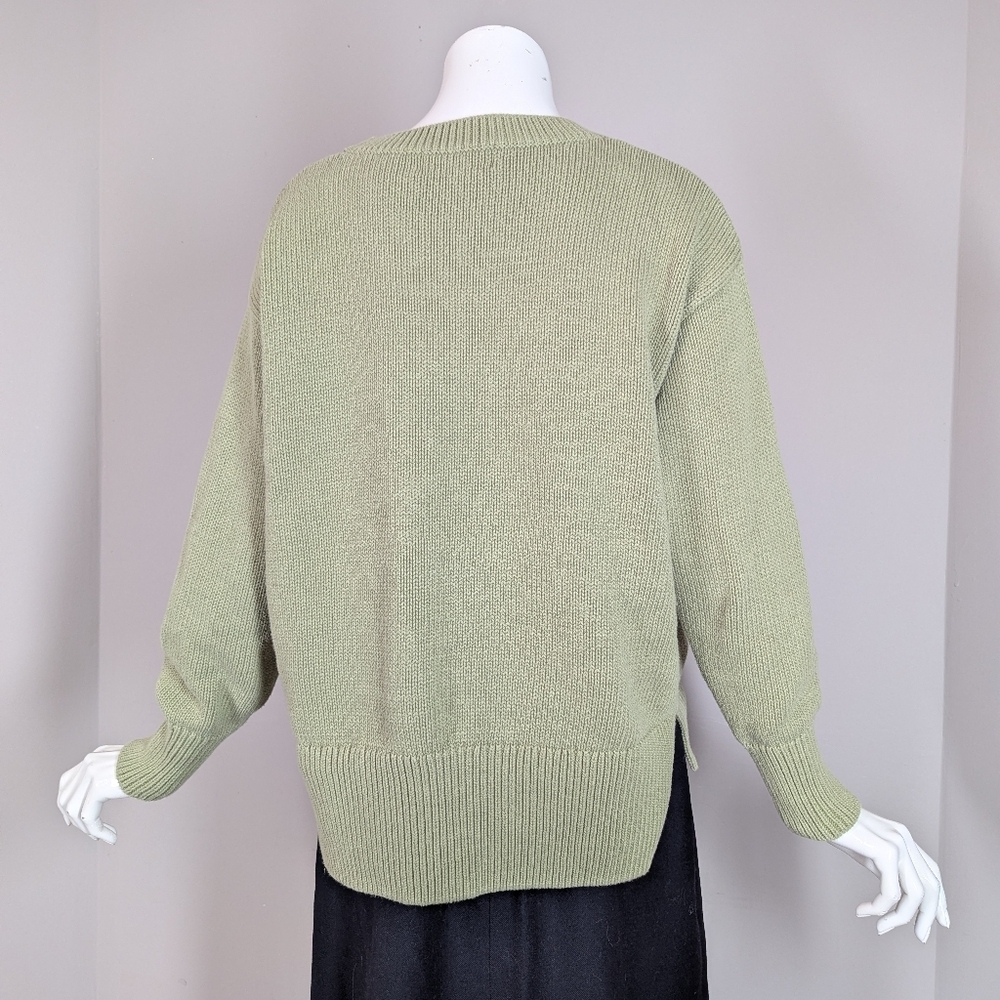 Philosophy Sage Green Knit Sweater – Oversized Crew Neck – Minimalist Pullover M - Picture 3 of 9